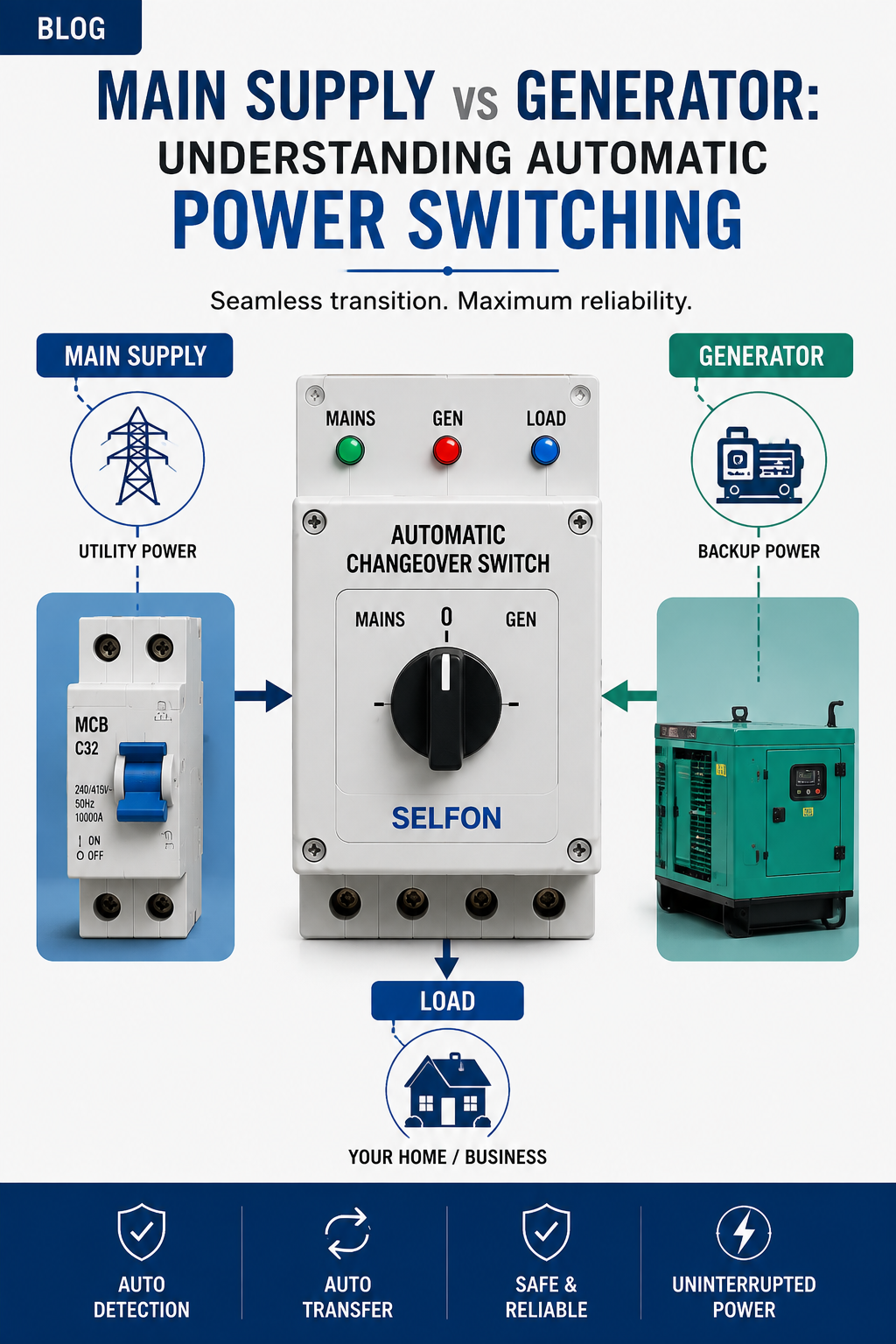 Main Supply vs Generator: Understanding Automatic Power Switching